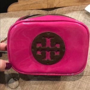 Tory Burch Pink&Brown Patent Leather Cosmetic Bag